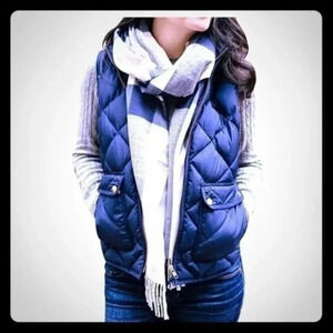 Women zip up puffer quilted vest Small Blu…